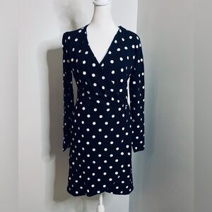 NWT LOFT Navy Polka Dot Wrap Dress - Size 4